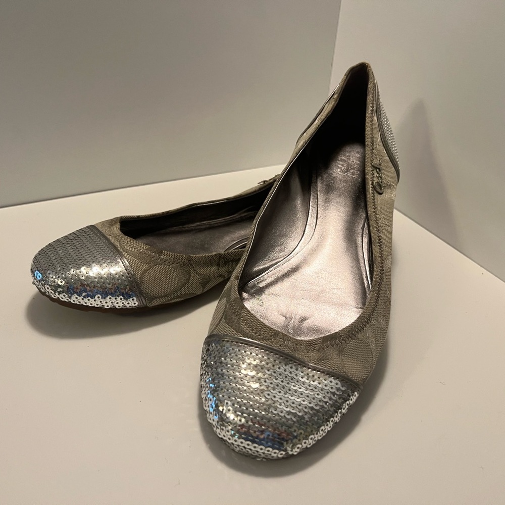 Coach Silver Sequin Women's Flats